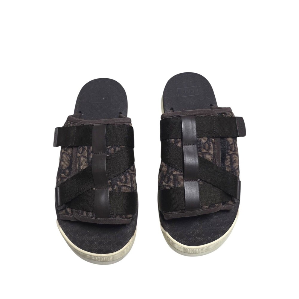 Christian Dior Oblique Jacquard Brown Alpha Sandals Size 40